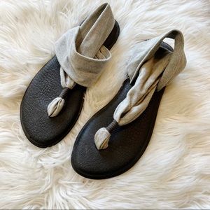 Sanuk Gray Fabric Yoga Mat Sling Sandals Women’s Size 9